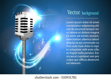 Vector illustration of a concept of karaoke, microphone, song, concert