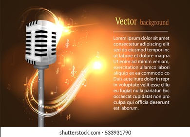 Vector illustration of a concept of karaoke, microphone, song, concert