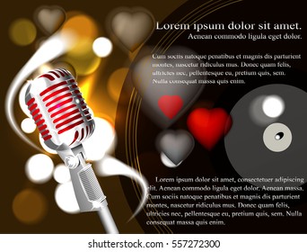 Vector illustration of a concept of karaoke, microphone, song, concert