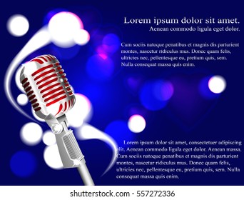 Vector illustration of a concept of karaoke, microphone, song, concert