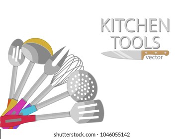 Vector illustration. Concept of kitchen tools.