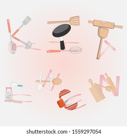 Vector illustration. Concept of kitchen tools.Kitchen tool flat icon collection. cartoon kitchen tool.