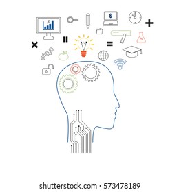 Vector illustration concept of knowledge, idea, education, creativity or communication