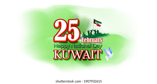 Vektorgrafik Konzept von Kuwait National Day Gruß, 25. Februar, kuwait Flagge im Hintergrund.