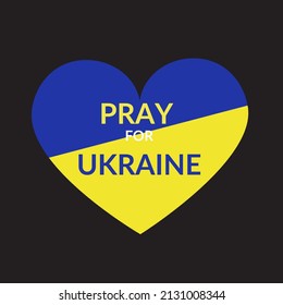 Vector illustration of the concept let's pray for Ukraine, in the heart of the Ukrainian flag.