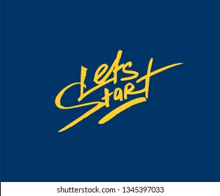 Vector illustration concept of Lets Start phrase word illustration on colorful rainbow background