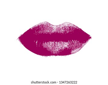 Vector illustration concept of Lips. Red on white background
