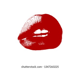 Vector illustration concept of Lips. Red on white background