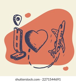 Vector illustration, concept I love to fly hand-drawn, sketch.