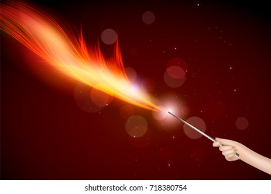 Vector illustration of the concept of magic, magic wand.