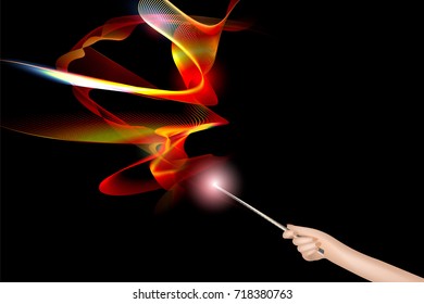 Vector illustration of the concept of magic, magic wand.