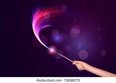 Vector illustration of the concept of magic, magic wand.