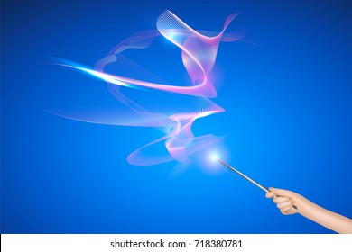 Vector illustration of the concept of magic, magic wand.
