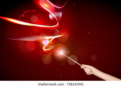 Vector illustration of the concept of magic, magic wand.