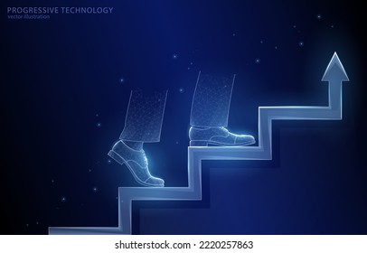 Vector illustration concept of a man climbing the stairs up in the form of an arrow graph, a symbol of career progress, professional growth, income, finance, startup.