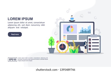 Vector illustration concept of management with characters. Modern illustration conceptual for banner, flyer, promotion, marketing material, online advertising, business presentation