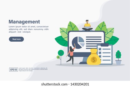 Vector illustration concept of management. Modern illustration conceptual for banner, flyer, promotion, marketing material, online advertising, business presentation