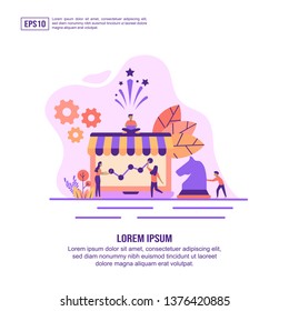 Vector illustration concept of marketing strategy. Modern illustration conceptual for banner, flyer, promotion, marketing material, online advertising, business presentation