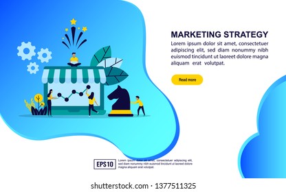 Vector illustration concept of marketing strategy. Modern illustration conceptual for banner, flyer, promotion, marketing material, online advertising, business presentation