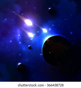 Vector illustration of a concept of a meteorite.