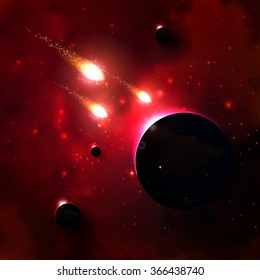 Vector illustration of a concept of a meteorite.