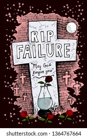 Vector illustration concept for motivational use. The drawing depicts if we do the best, we will dump failure to the grave.
