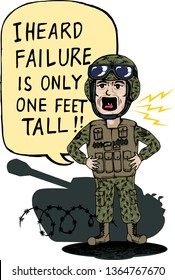 Vector illustration concept for motivational use. The drawing depicts drill sergeant is shouting the words to the cadets to be brave to embrace failure and then do better. 