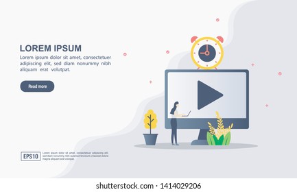Vector illustration concept of multimedia. Modern illustration conceptual for banner, flyer, promotion, marketing material, online advertising, business presentation