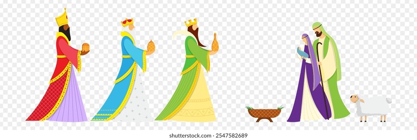 Vector illustration concept of nativity of Jesus on transparent background