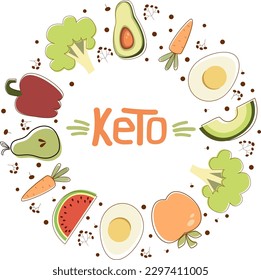 Vector illustration concept of natural products for keto diet