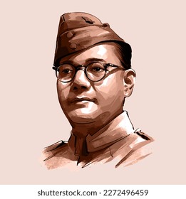 Concepto de ilustración vector de Netaji Subhas Chandra Bose, luchador por la libertad de la India.