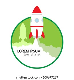 Vector illustration concept for new business project start up in flat style. Rocket and clouds silhouette - launching new product or service. Technology development process. Innovation idea.