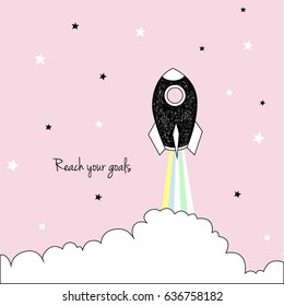 Vector illustration concept of new business project startup development and launch a new innovation women product or idea for cute print or postacrd doodle design