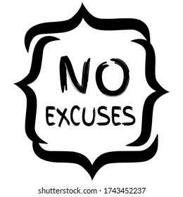 Vector Illustration Concept No Excuses. Fitness Gym Muscle Workout. Inspiring And Motivational Quote Poster.