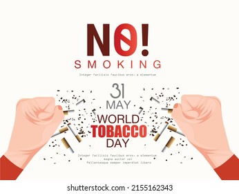 Concepto de ilustración vectorial de no fumar y Día Mundial sin Tabaco