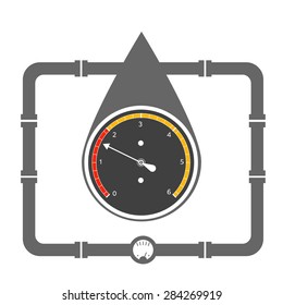 Vector illustration, concept of oil drop and manometer inside it. Easy to edit, clear and simple.
