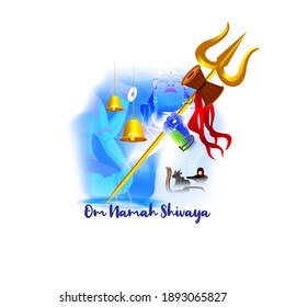 El concepto de ilustración vectorial de Om Namah Shivaya significa adoración con Shiva. El mantra hindú más popular, el mantra sagrado de Shiva