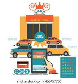 vector illustration concept for on line store. Digital marketing. Mobile payment