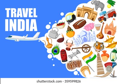 vector illustration of concept on Travel India with different historical monument