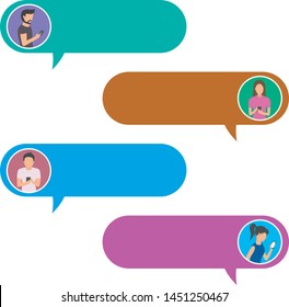 Vector illustration concept of online chat. Man and woman icons in flat style on mobile. Chat messaging communication. Flat design, vector illustration