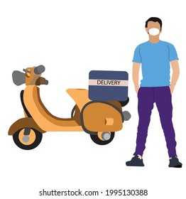 Vector illustration Concept of Online delivery package by scooter or motocycle on mobile phone application