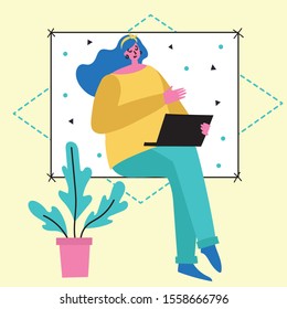 Vector illustration of concept of Online education, training, workshops and scenes at office in flat design