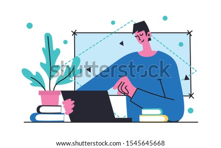Vector illustration of concept of Online education,training and workshops in flat design