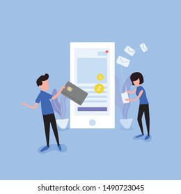 Vector illustration concept of online payment. Modern illustration conceptual for banner, flyer, promotion, marketing material, online advertising, business presentation
