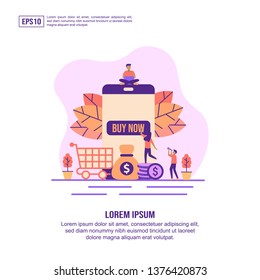 Vector illustration concept of online shopping. Modern illustration conceptual for banner, flyer, promotion, marketing material, online advertising, business presentation
