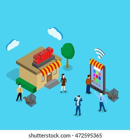 Vector illustration concept of online shopping.