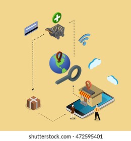 Vector illustration concept of online shopping.