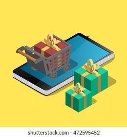 Vector illustration concept of online shopping.