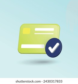 Vector illustration concept of online successful payment with 3D credit card