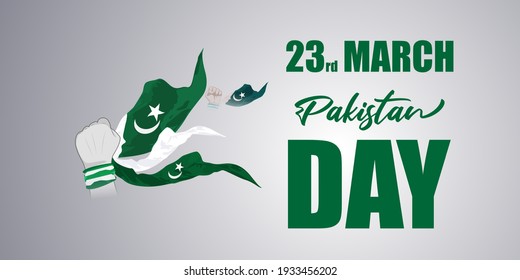 Vector illustration concept of Pakistan National day greeting, 23 March, flag, patriotic poster, banner